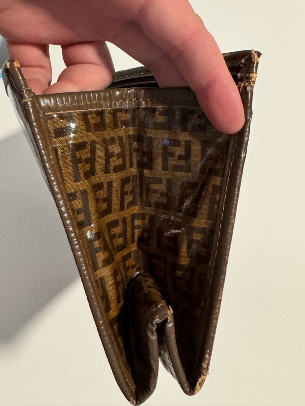 Fendi Brown Zucca Logo Zip Pouch - Picture 9 of 16